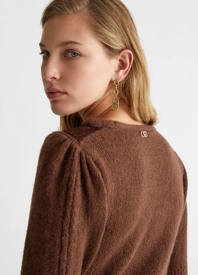 Women Liujo Jumpers and Cardigans Cardigan With Lace Chestnut