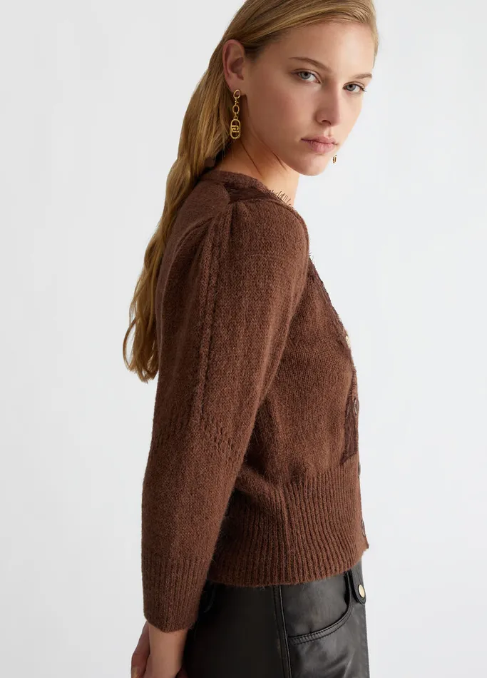 Women Liujo Jumpers and Cardigans Cardigan With Lace Chestnut