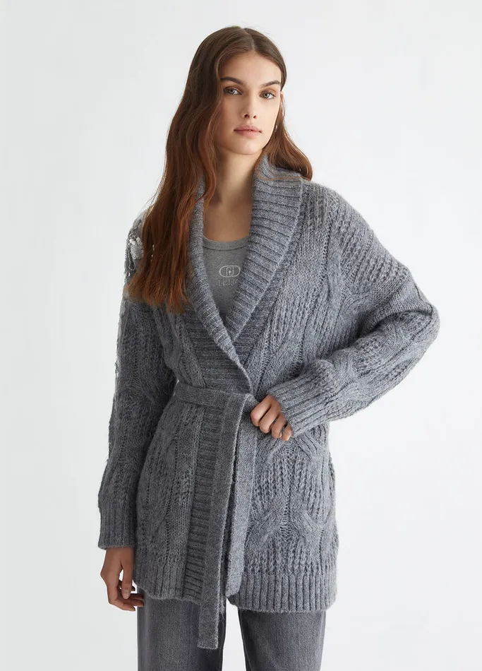 Women Liujo Jumpers and Cardigans Cardigans With Sequins Grey