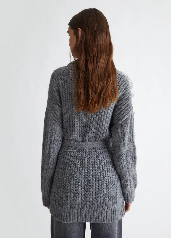 Women Liujo Jumpers and Cardigans Cardigans With Sequins Grey