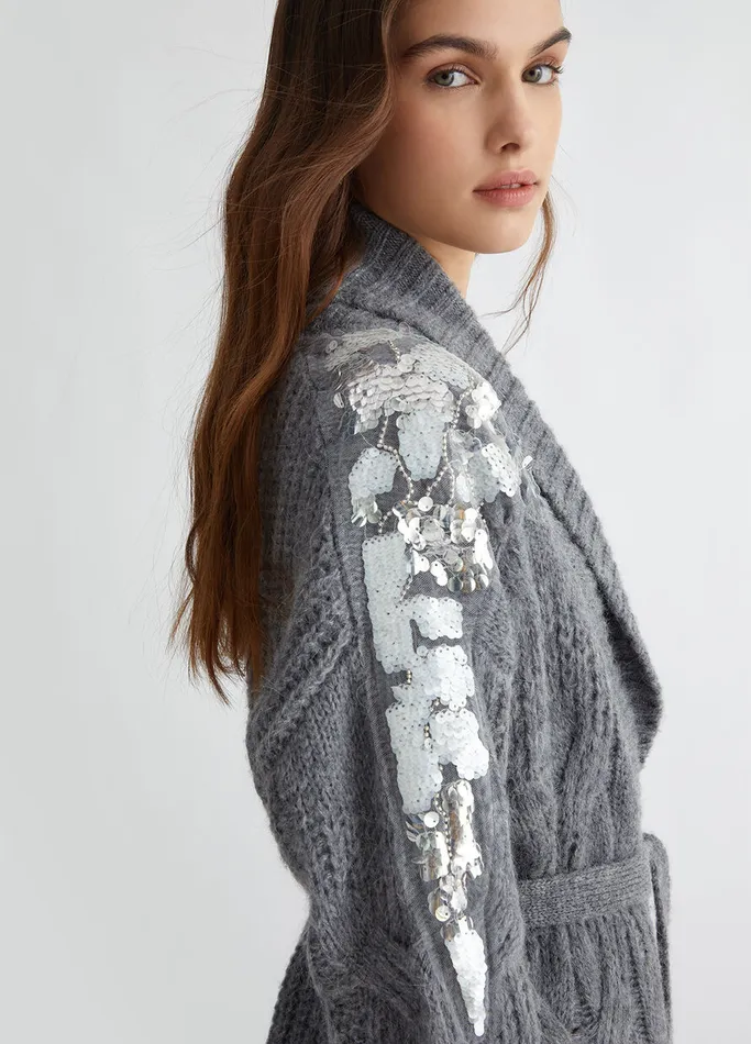 Women Liujo Jumpers and Cardigans Cardigans With Sequins Grey