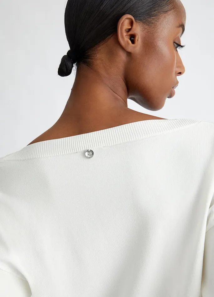 Women Liujo Jumpers and Cardigans CutOut Sweater With Rhinestones White