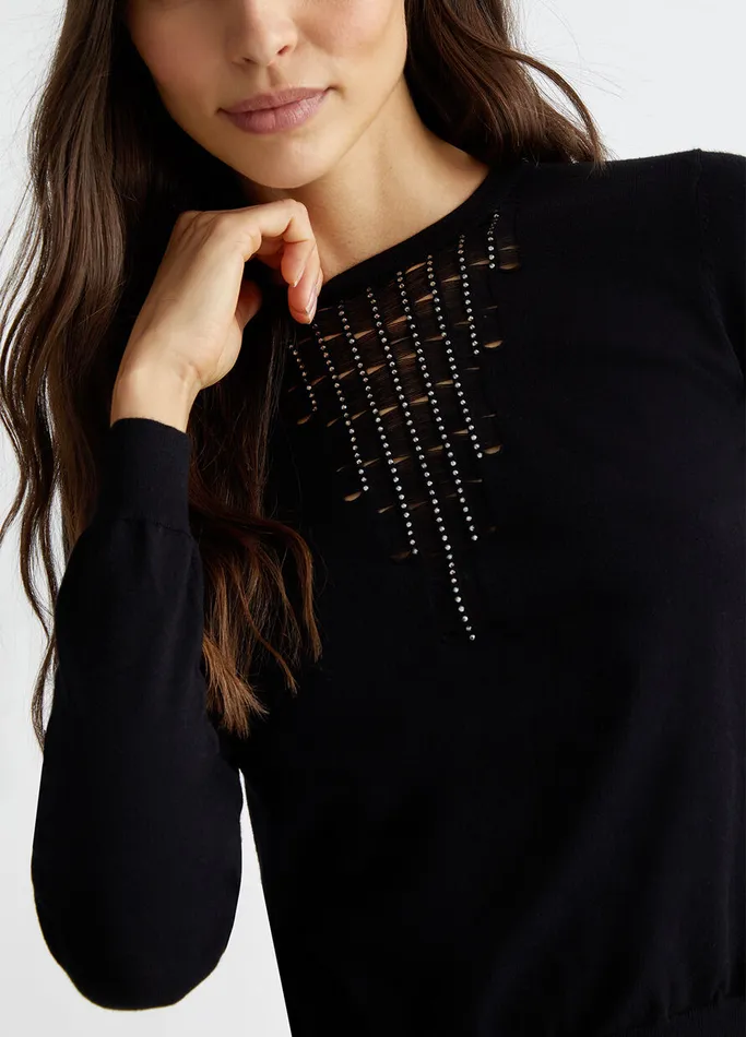 Women Liujo Jumpers and Cardigans Jumper With Gemstones Black