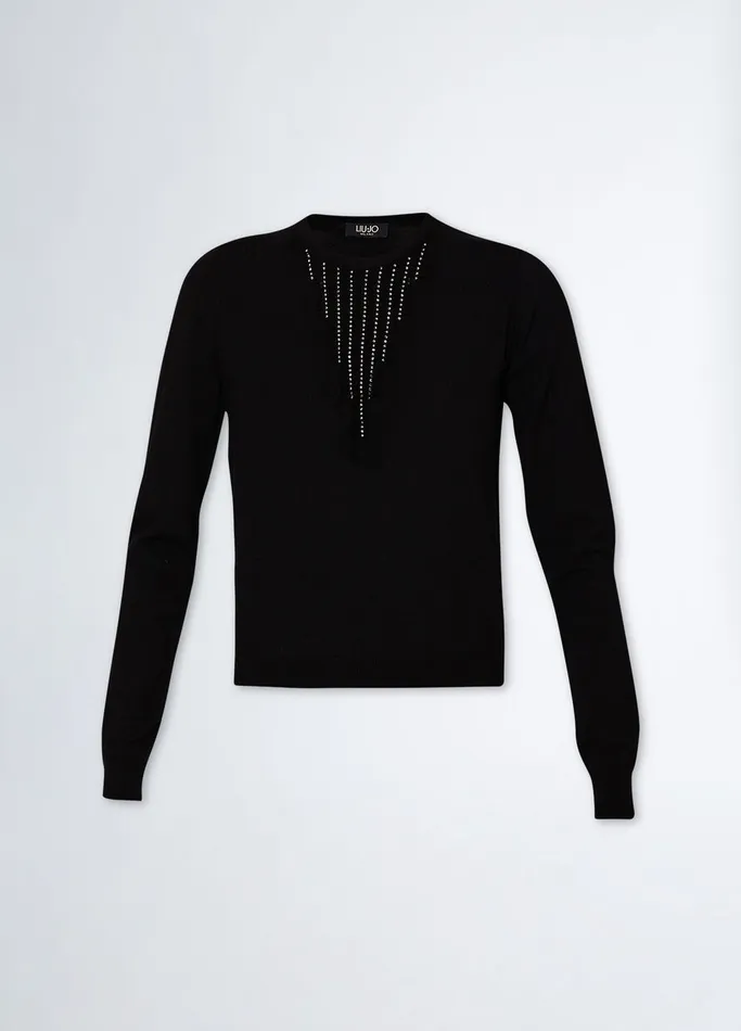 Women Liujo Jumpers and Cardigans Jumper With Gemstones Black