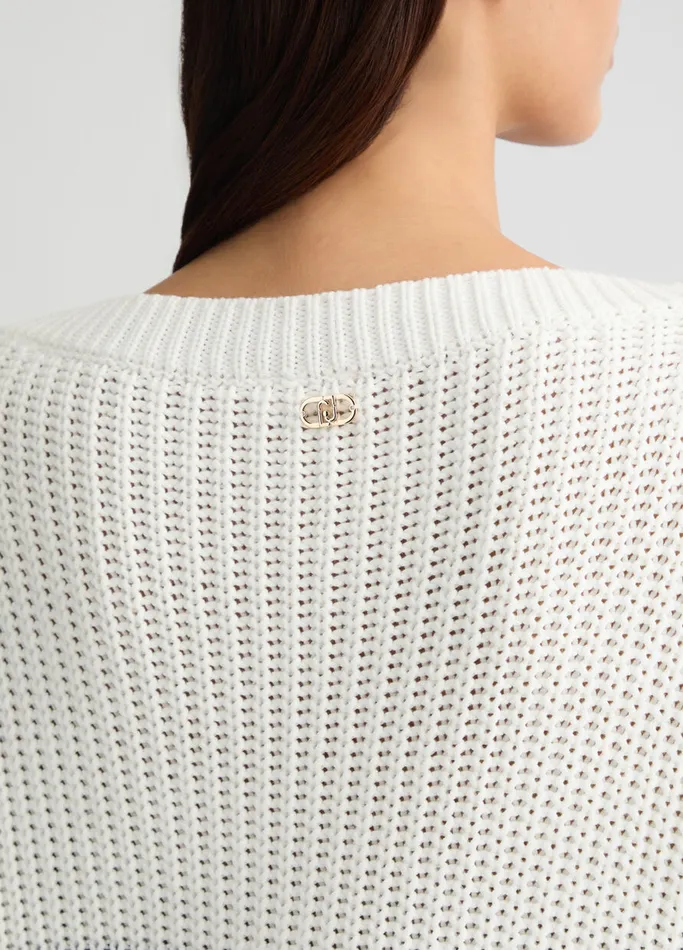 Women Liujo Jumpers and Cardigans Striped Pullover Whiteblue