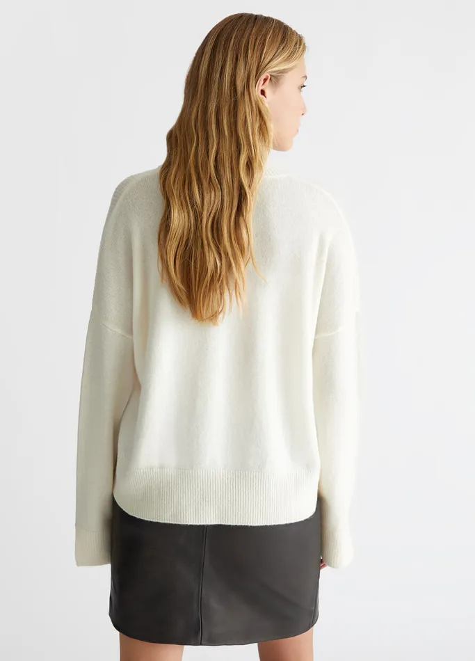 Women Liujo Jumpers and Cardigans Woollen Turtleneck White Wool