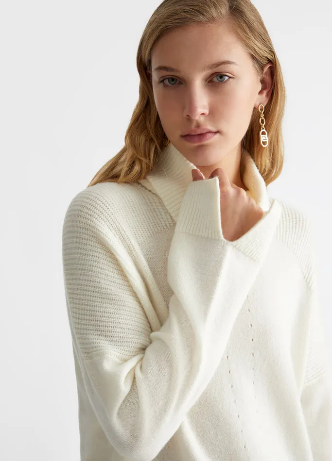 Women Liujo Jumpers and Cardigans Woollen Turtleneck White Wool