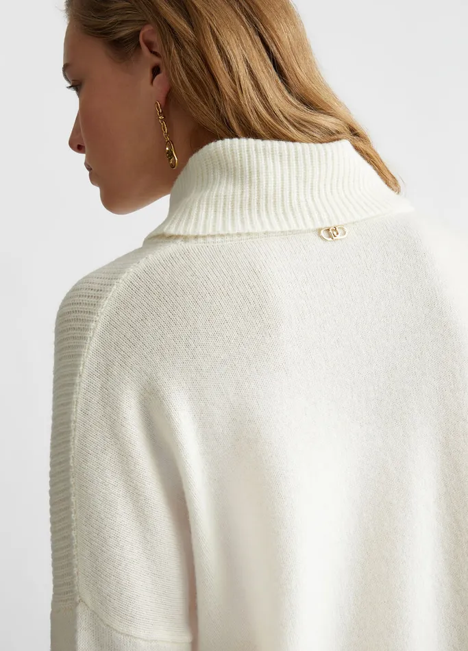 Women Liujo Jumpers and Cardigans Woollen Turtleneck White Wool