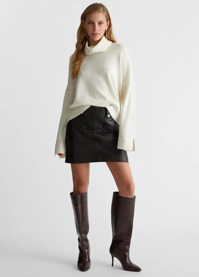 Women Liujo Jumpers and Cardigans Woollen Turtleneck White Wool