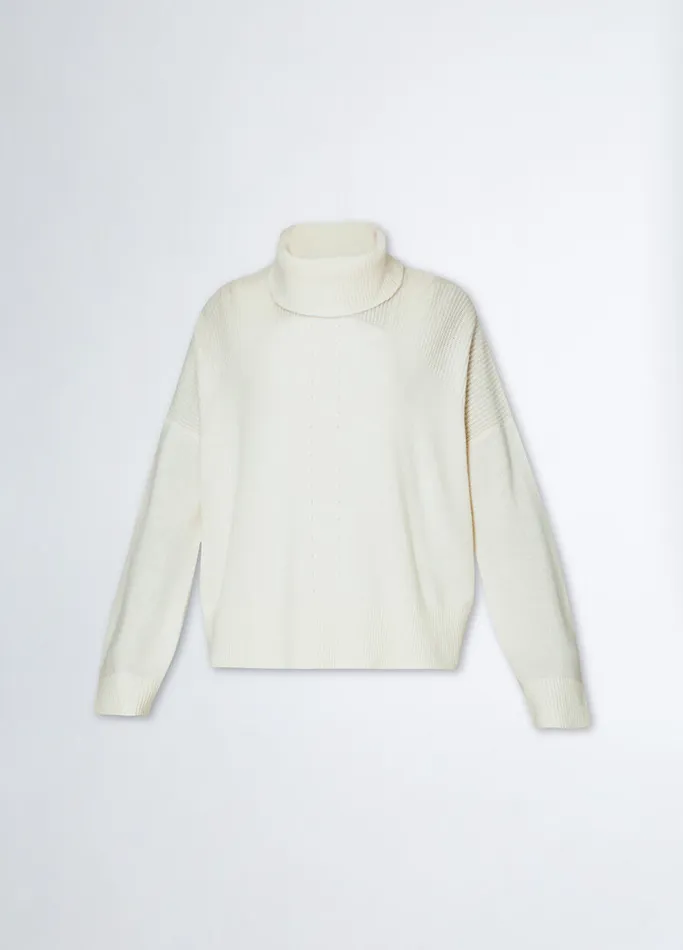 Women Liujo Jumpers and Cardigans Woollen Turtleneck White Wool
