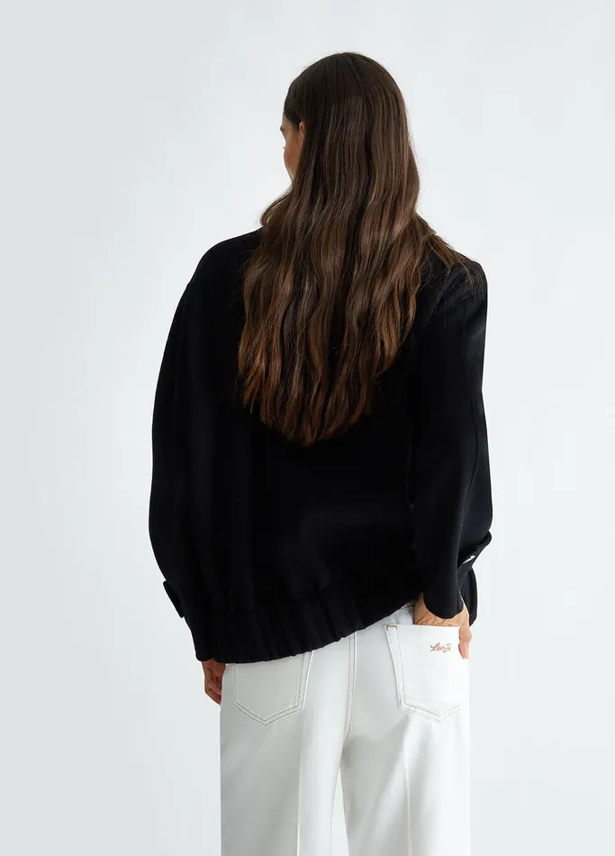 Women Liujo Outerwear WoolBlend Bomber Jacket Black