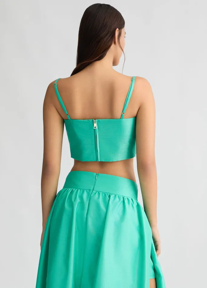 Women Liujo Party Turquoise Top With Bow Turquoise