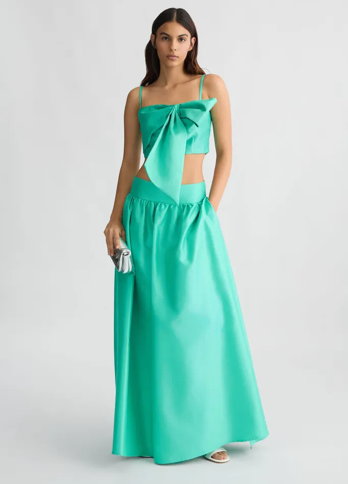 Women Liujo Party Turquoise Top With Bow Turquoise