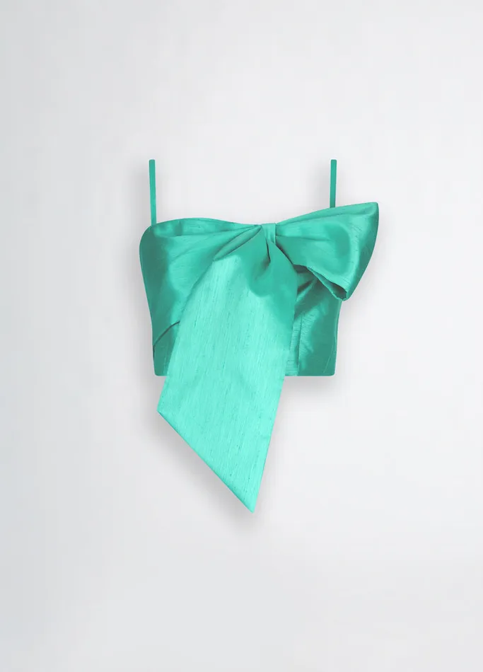 Women Liujo Party Turquoise Top With Bow Turquoise