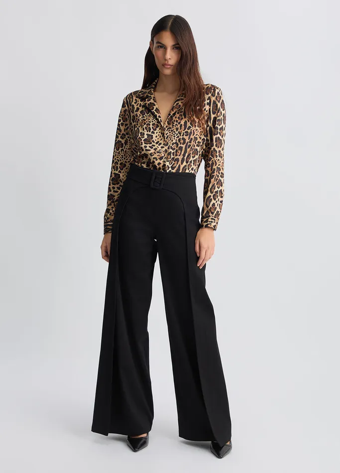Women Liujo Party WideLeg Trousers With Belt Black