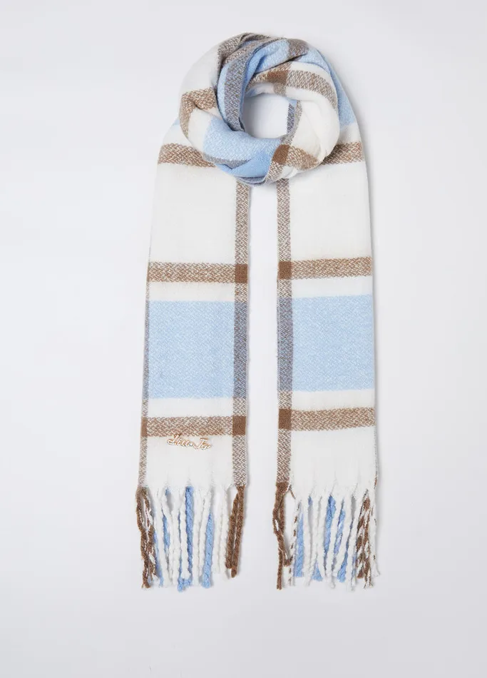 Women Liujo Scarves and Foulards Jacquard Shawl Blue