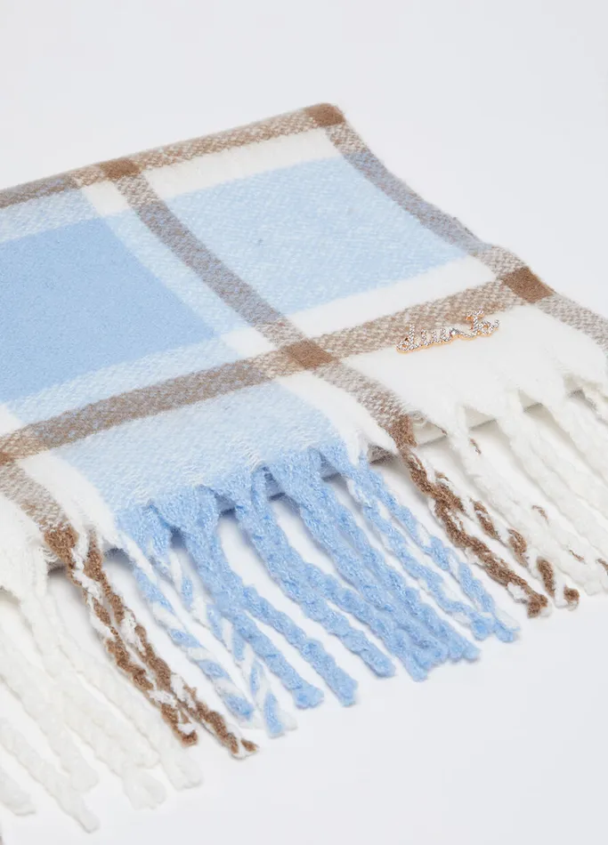 Women Liujo Scarves and Foulards Jacquard Shawl Blue