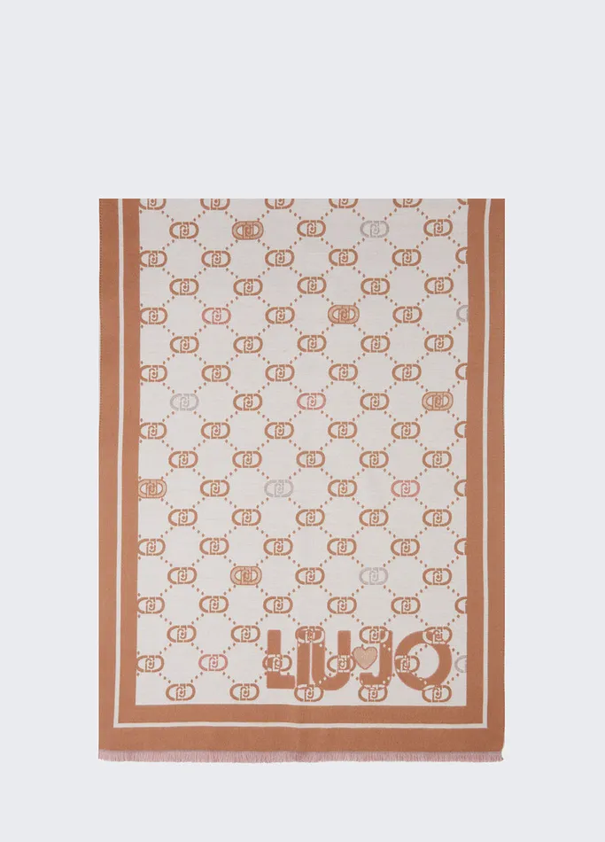 Women Liujo Scarves and Foulards Stole With Jacquard Logo White Wool