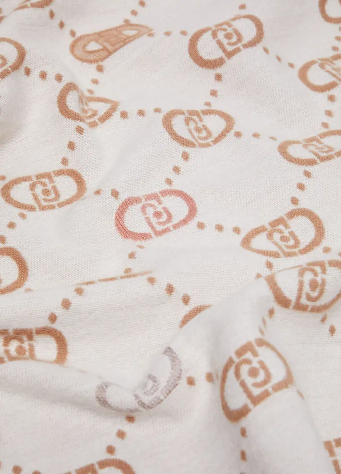 Women Liujo Scarves and Foulards Stole With Jacquard Logo White Wool