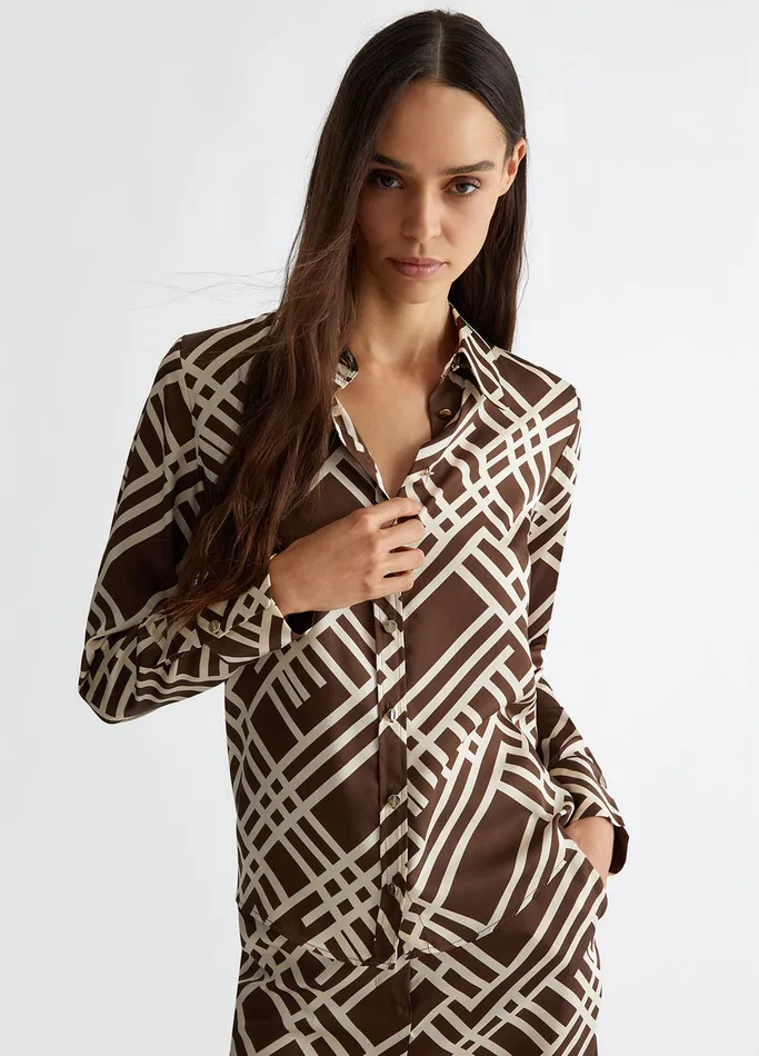 Women Liujo Shirts and Blouses CheckPrint Shirt Brown
