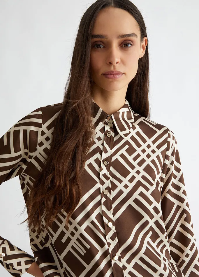 Women Liujo Shirts and Blouses CheckPrint Shirt Brown