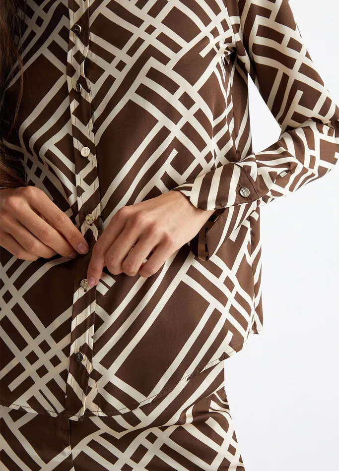 Women Liujo Shirts and Blouses CheckPrint Shirt Brown