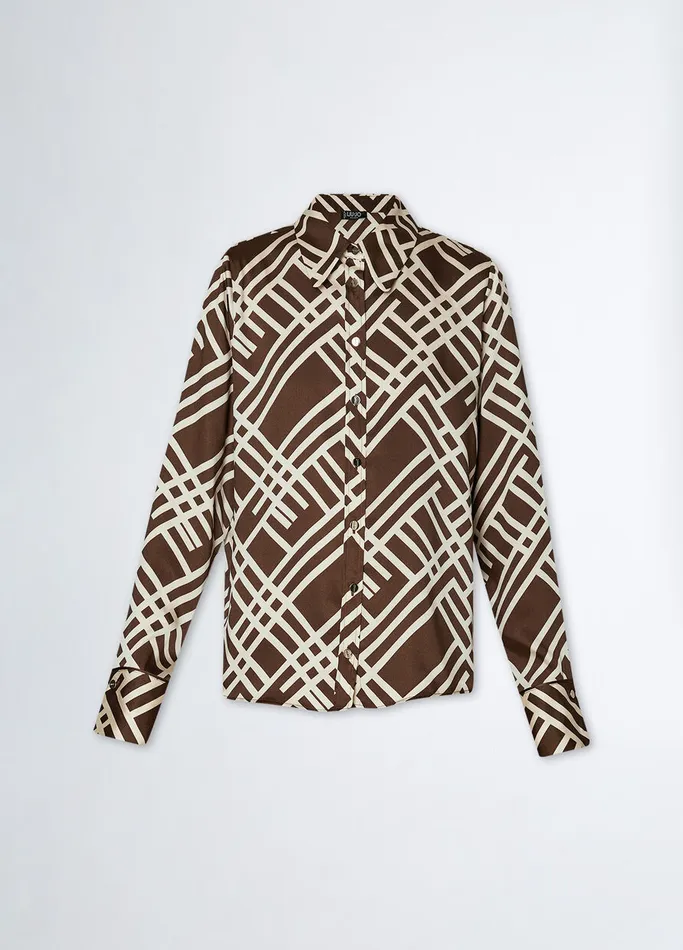 Women Liujo Shirts and Blouses CheckPrint Shirt Brown