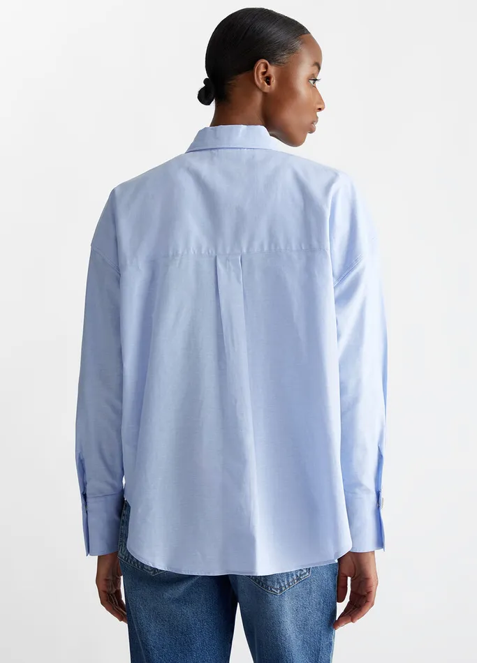 Women Liujo Shirts and Blouses Cotton Oxford Shirt Light Blue