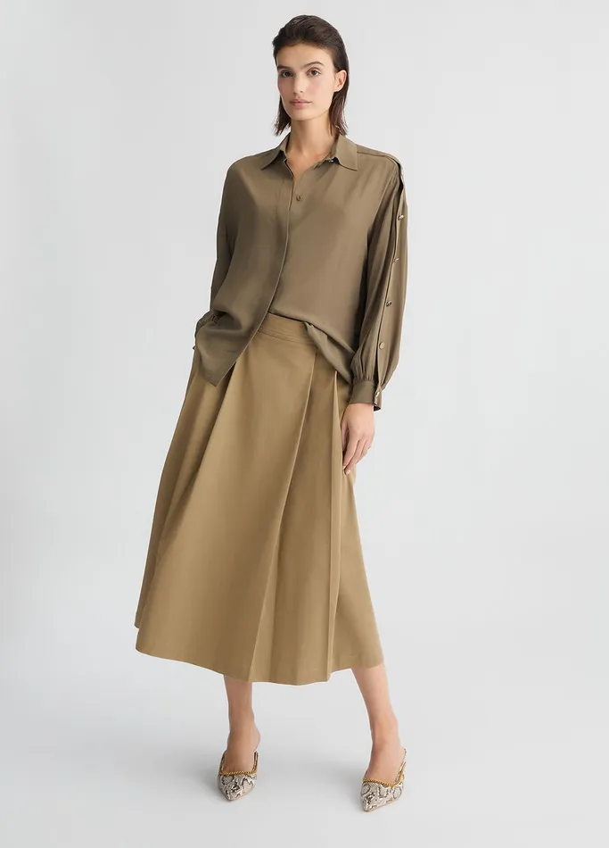 Women Liujo Shirts and Blouses Crpe De Chine Shirt Khaki Green