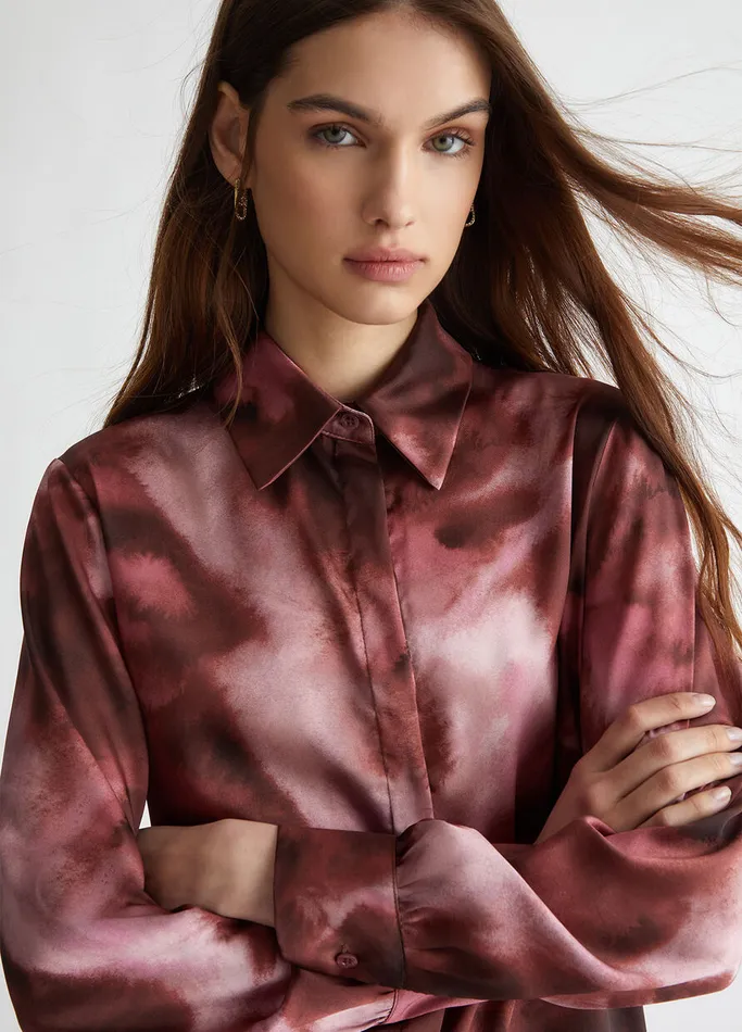 Women Liujo Shirts and Blouses Printed Satin Shirt Pink