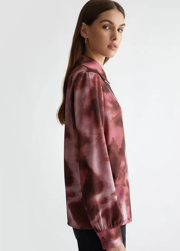Women Liujo Shirts and Blouses Printed Satin Shirt Pink