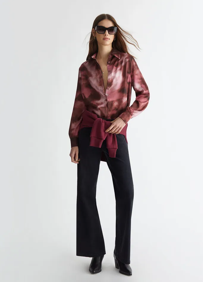 Women Liujo Shirts and Blouses Printed Satin Shirt Pink