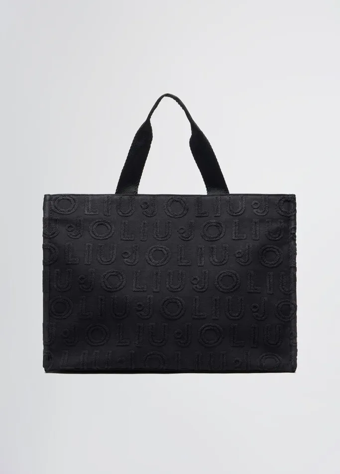 Women Liujo Shopping Bags Black Jacquard Tote Bag