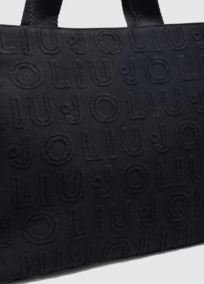 Women Liujo Shopping Bags Black Jacquard Tote Bag
