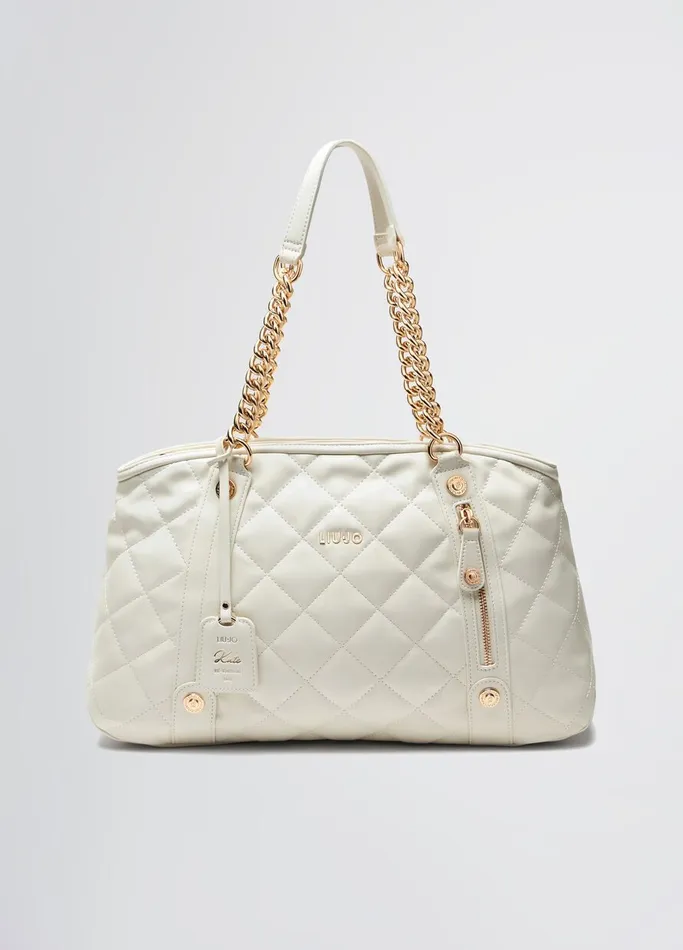 Women Liujo Shopping Bags Quilted Cream Handbag