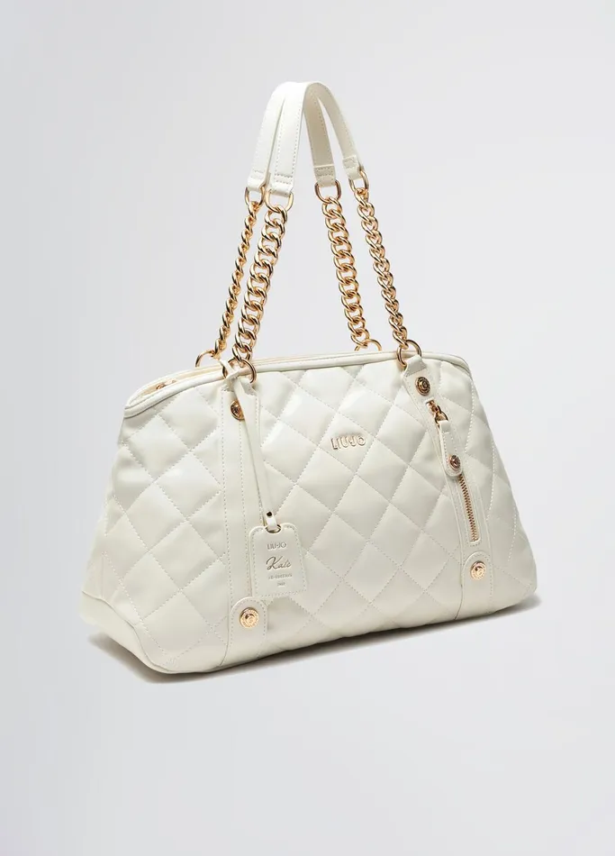 Women Liujo Shopping Bags Quilted Cream Handbag