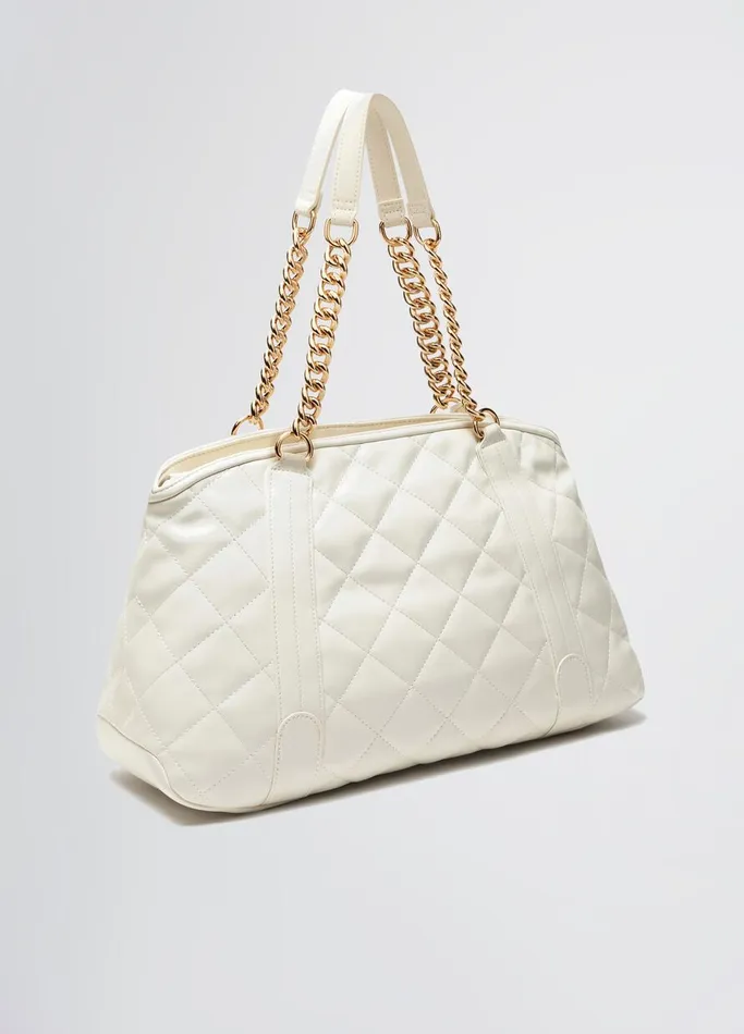 Women Liujo Shopping Bags Quilted Cream Handbag