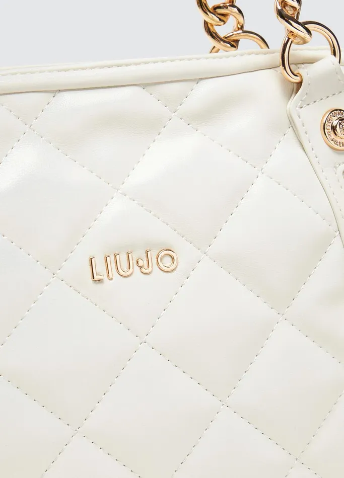 Women Liujo Shopping Bags Quilted Cream Handbag