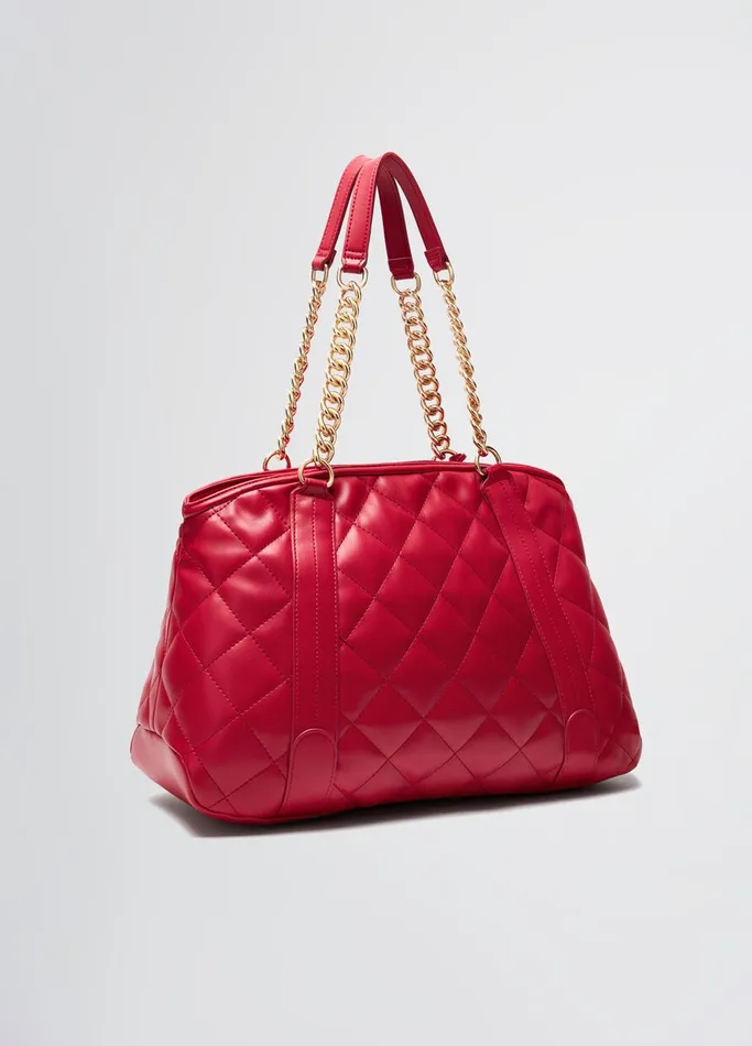 Women Liujo Shopping Bags Quilted Shopping Tote With Charm Red