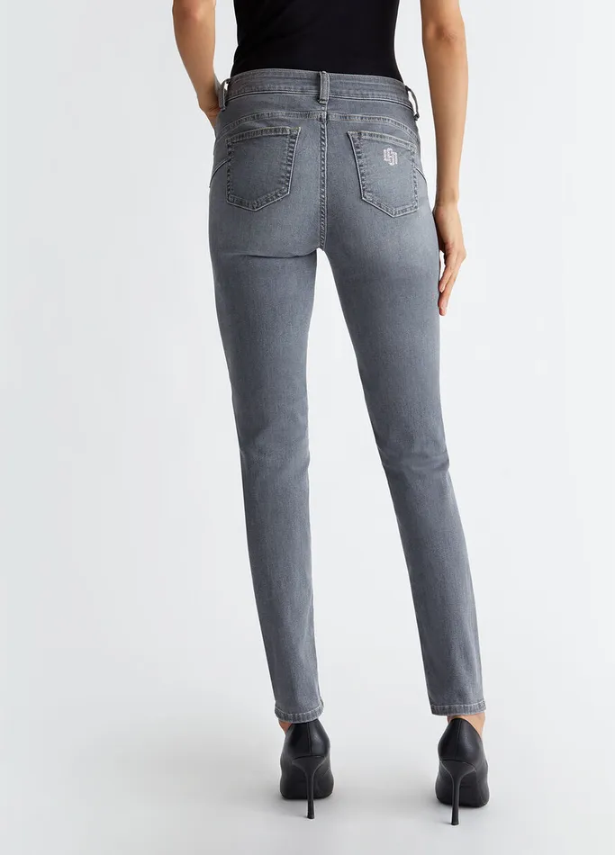 Women Liujo Skinny Jeans Bottom Up Skinny Jeans Grey Denim