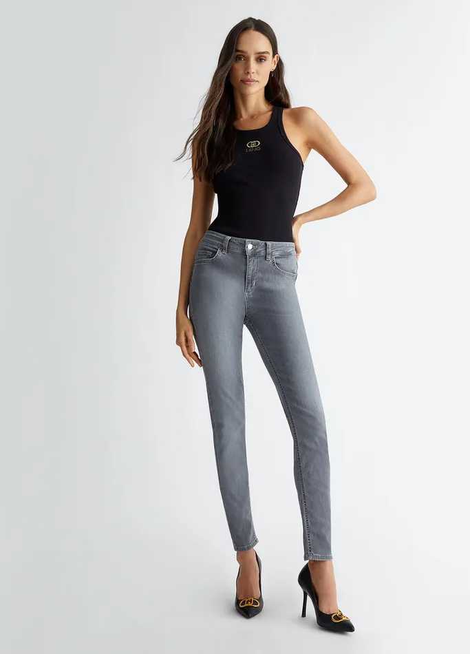 Women Liujo Skinny Jeans Bottom Up Skinny Jeans Grey Denim