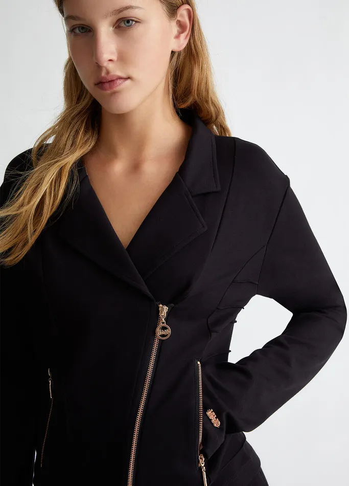 Women Liujo Sportswear Jersey Jacket With Zip Black
