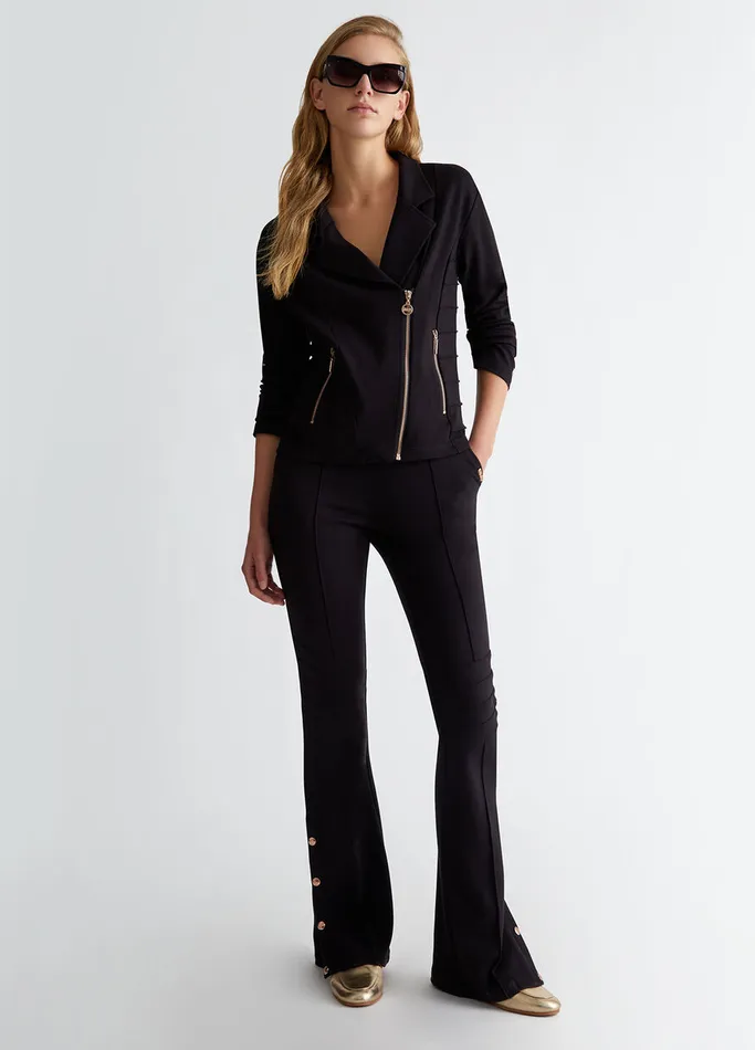 Women Liujo Sportswear Jersey Jacket With Zip Black