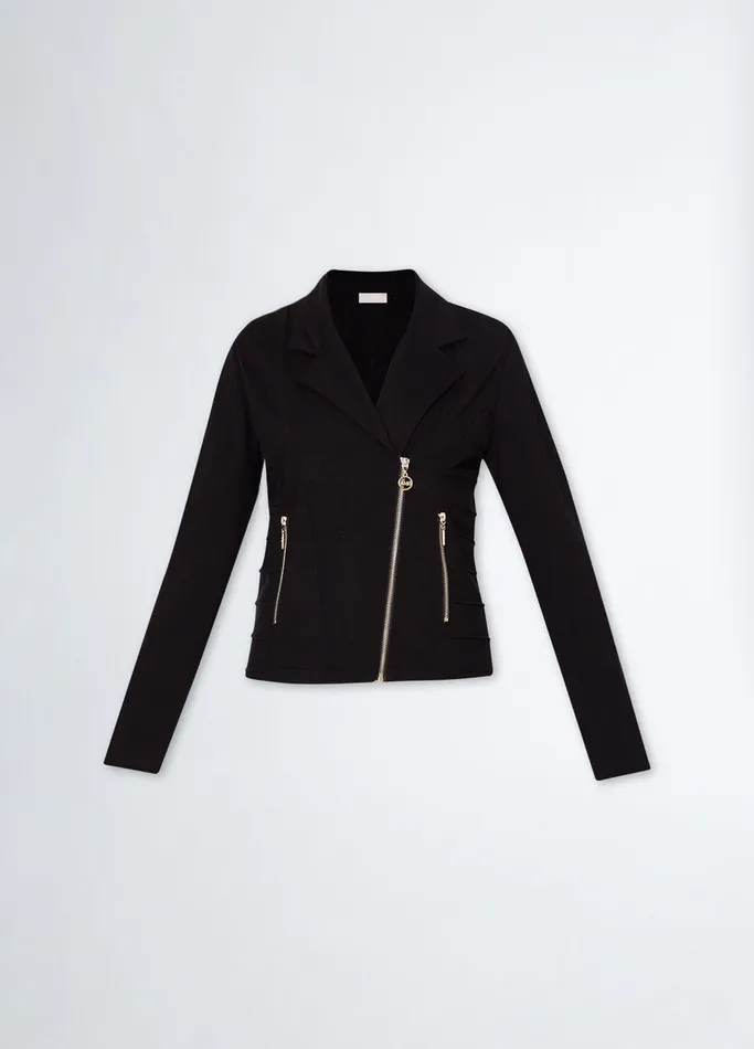 Women Liujo Sportswear Jersey Jacket With Zip Black