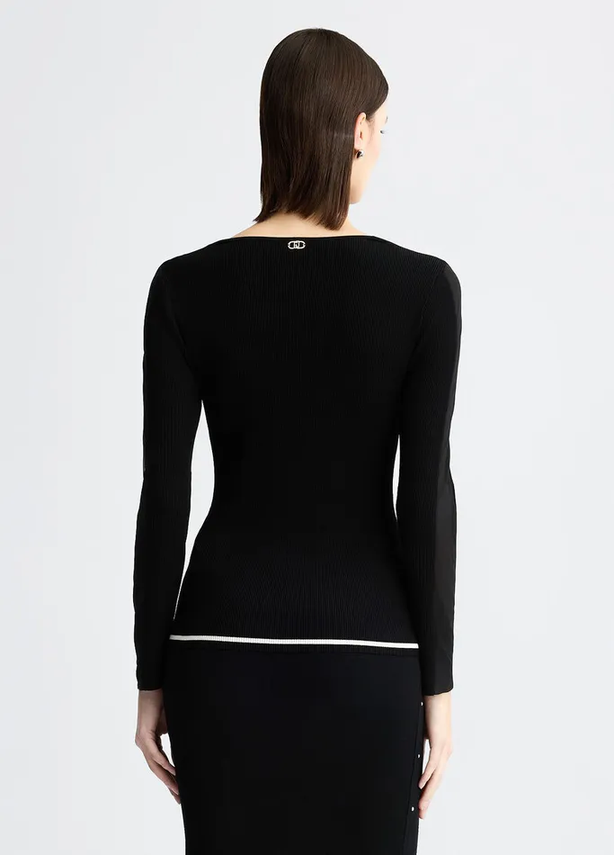 Women Liujo Sportswear Jumper With Tulle Inserts Black And White
