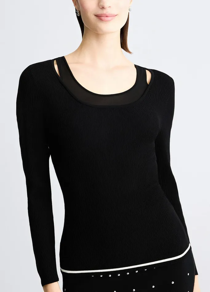 Women Liujo Sportswear Jumper With Tulle Inserts Black And White