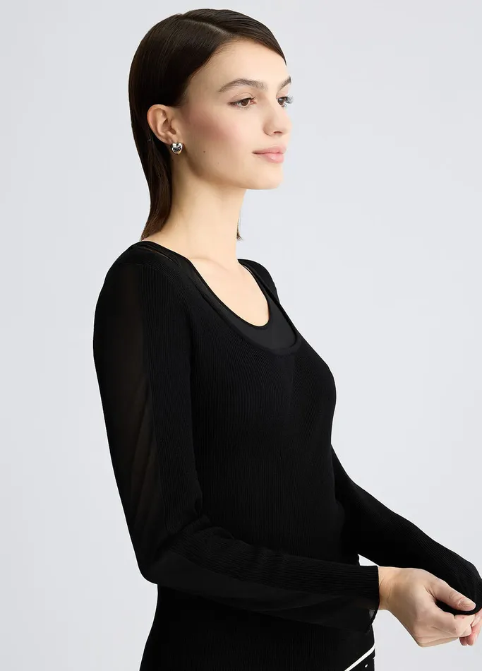Women Liujo Sportswear Jumper With Tulle Inserts Black And White