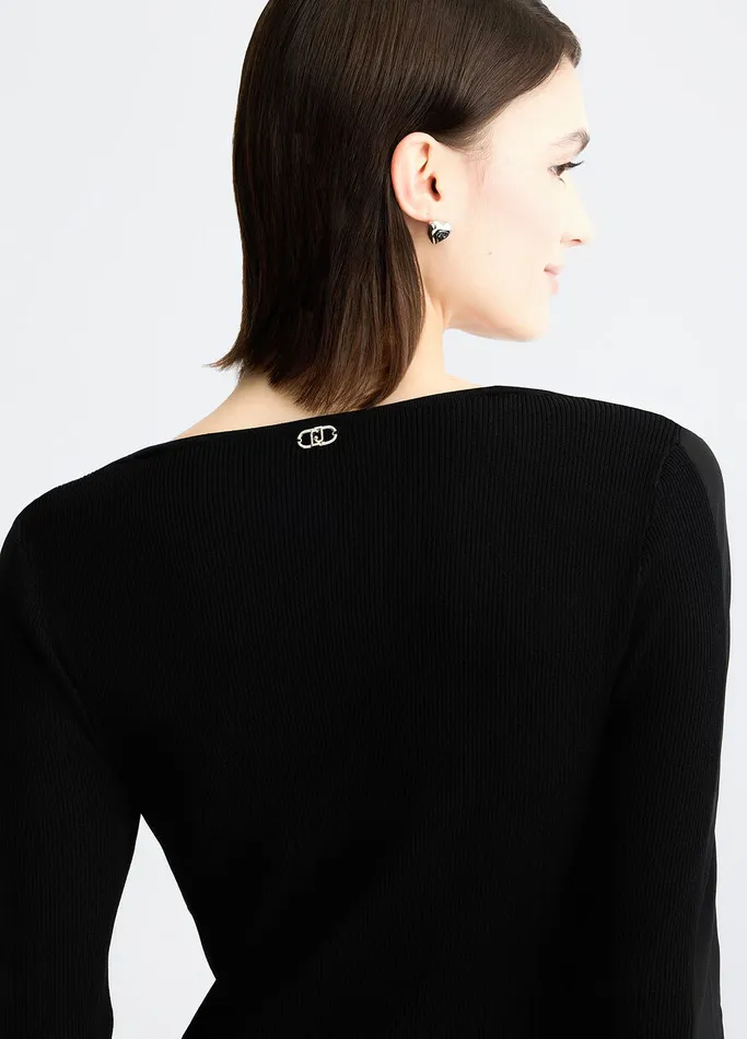 Women Liujo Sportswear Jumper With Tulle Inserts Black And White