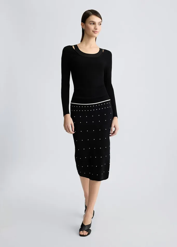 Women Liujo Sportswear Jumper With Tulle Inserts Black And White