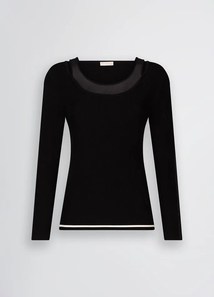 Women Liujo Sportswear Jumper With Tulle Inserts Black And White